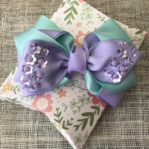 Handmade detailed hair bow clips, hair bow elastic - Picture 1 of 5